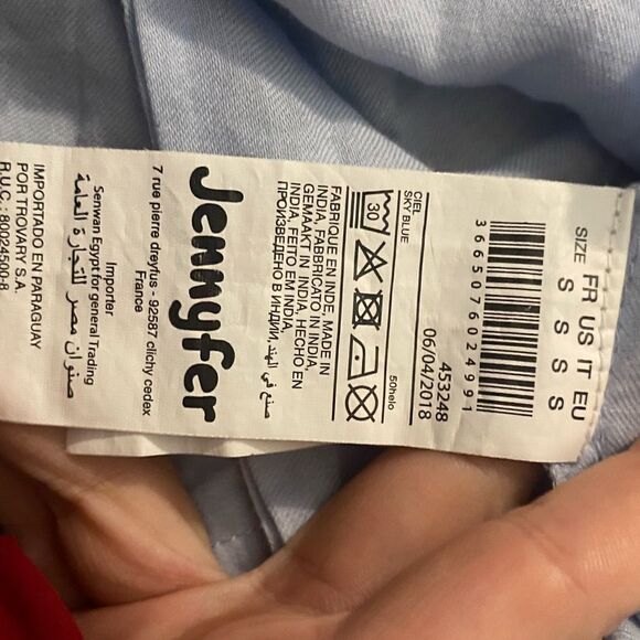 Jennyfer Blue Tie Front Button Down Shirt Women’s Size Small - Picture 5 of 6